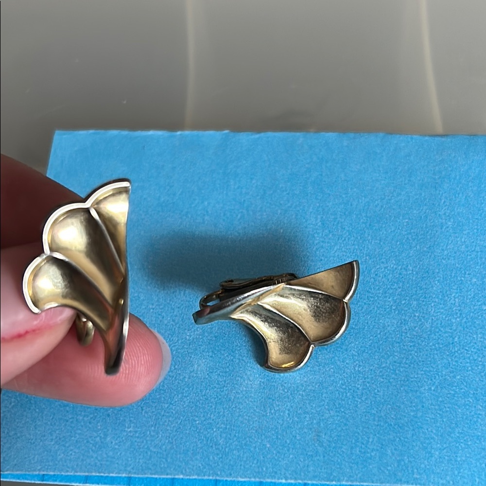 Vintage Gold and Silver Women's Clip Leaf Earrings